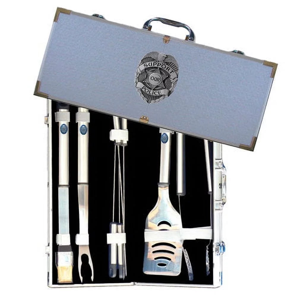 Siskiyou - American Heroes 8-Piece BBQ Set with Hard Case, Police