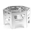 Walmeck Foldable BBQ Grill Portable Charcoal Grill Stainless Steel Wood Burning Stove for Camping