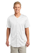 Sport-Tek PosiCharge Tough Mesh Full Button Jersey-S (White)