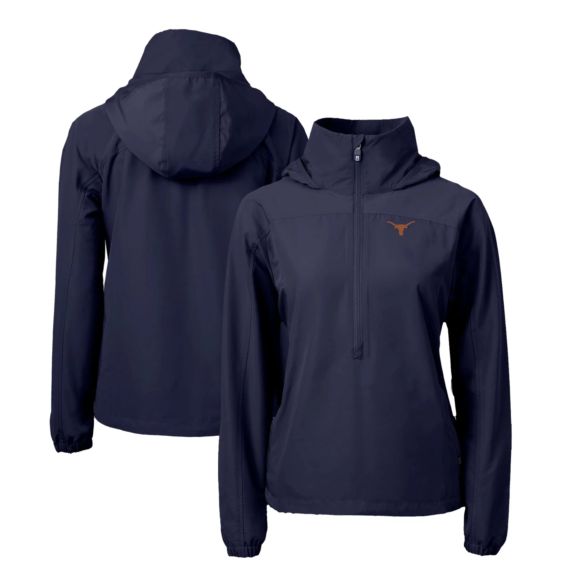 Women's Cutter & Buck  Navy Texas Longhorns Charter Eco Recycled Half-Zip Anorak Jacket