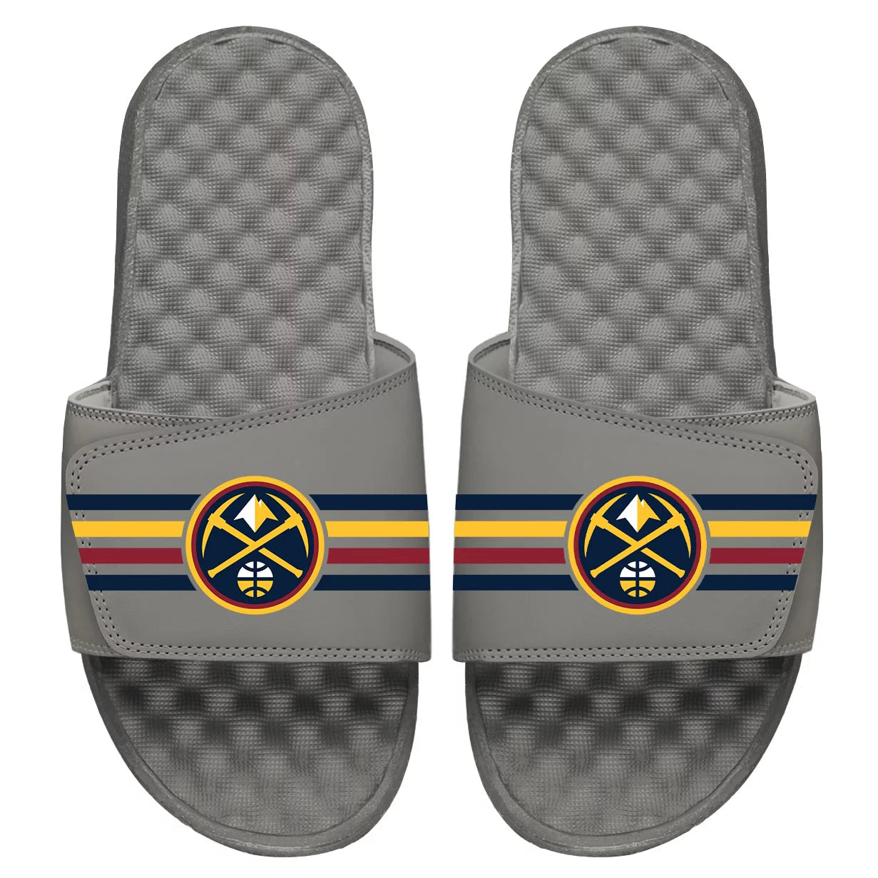 Youth ISlide Gray Denver Nuggets Stripes Slide Sandals