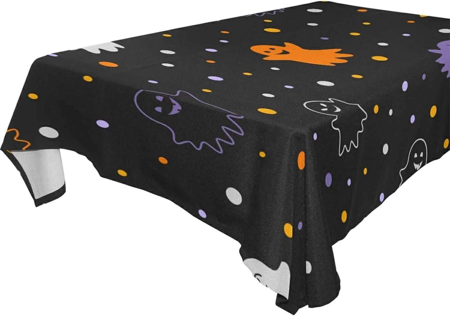 Hyjoy Halloween Ghost Tablecloth Waterproof Washable Polyester Square Table Cover Durable Tablecloth for Kitchen Dining Table Party Decor (60 X 90 Inch)