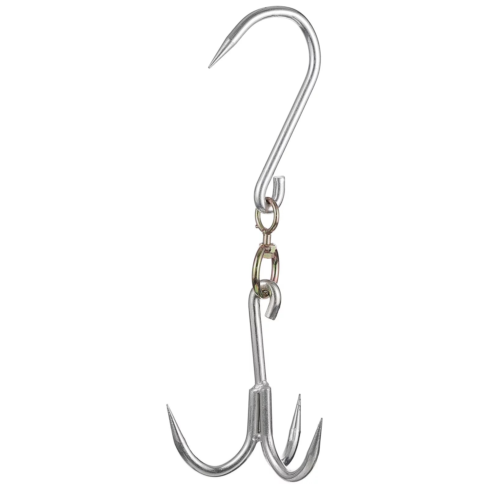 Uxcell 16.1'' Swiveling Meat Hook, 0.41'' Thickness Galvanized Three Prong Meat Hooks