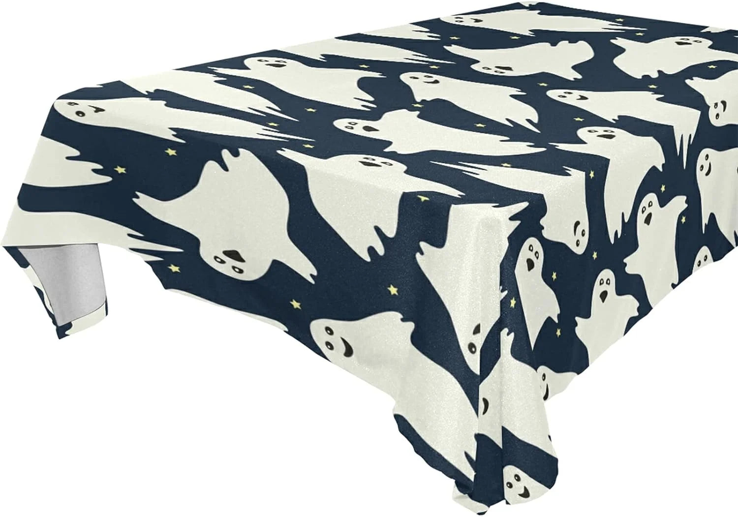 Wellsay Halloween Ghost Tablecloth Waterproof Washable Polyester Square Table Cover Durable Tablecloth for Kitchen Dining Table Party Decor (60 X 90 Inch)
