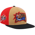 Men's Mitchell & Ness Gold/Black Philadelphia 76ers Hardwood Classics On The Block Snapback Hat - OSFA