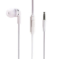 Premium Flat Wired Headset MONO Handsfree Earphone Mic Single Earbud Headphone In-Ear [3.5mm] White 4B for Samsung Galaxy J3 J5 J7, Note 3 4 5 Edge, S5 S6 Edge Edge+ S7 Edge S8 S8+
