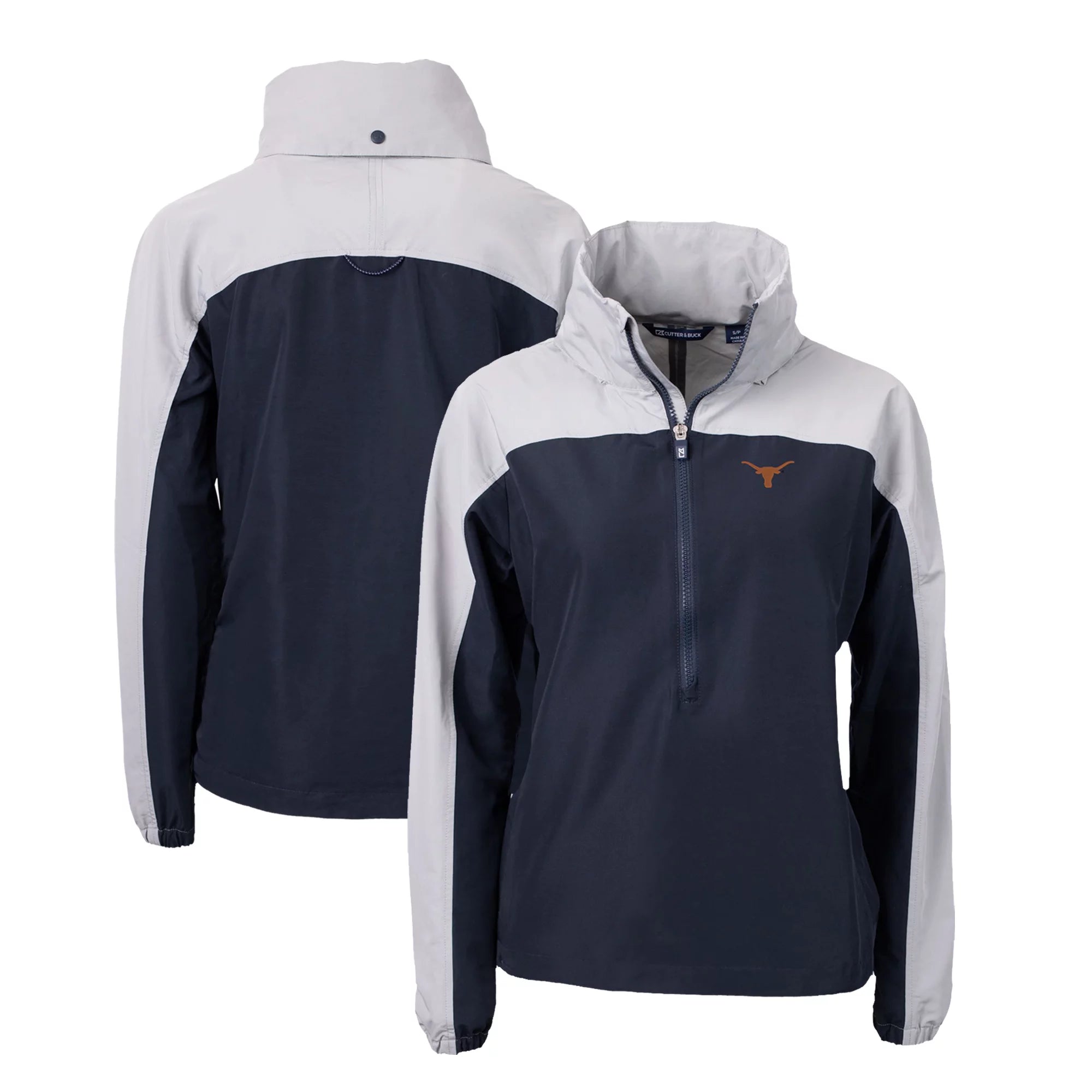 Women's Cutter & Buck  Navy Texas Longhorns Charter Eco Recycled Half-Zip Anorak Jacket
