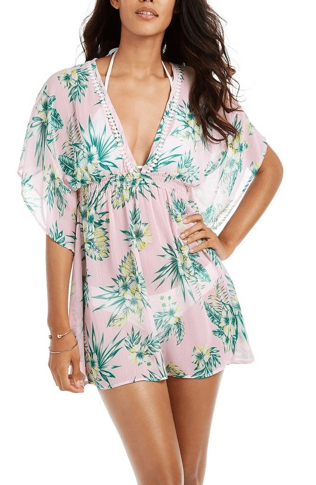 Miken SAMMY HIBISCUS MULTI Juniors' Printed Caftan Swim Cover-Up, US Medium