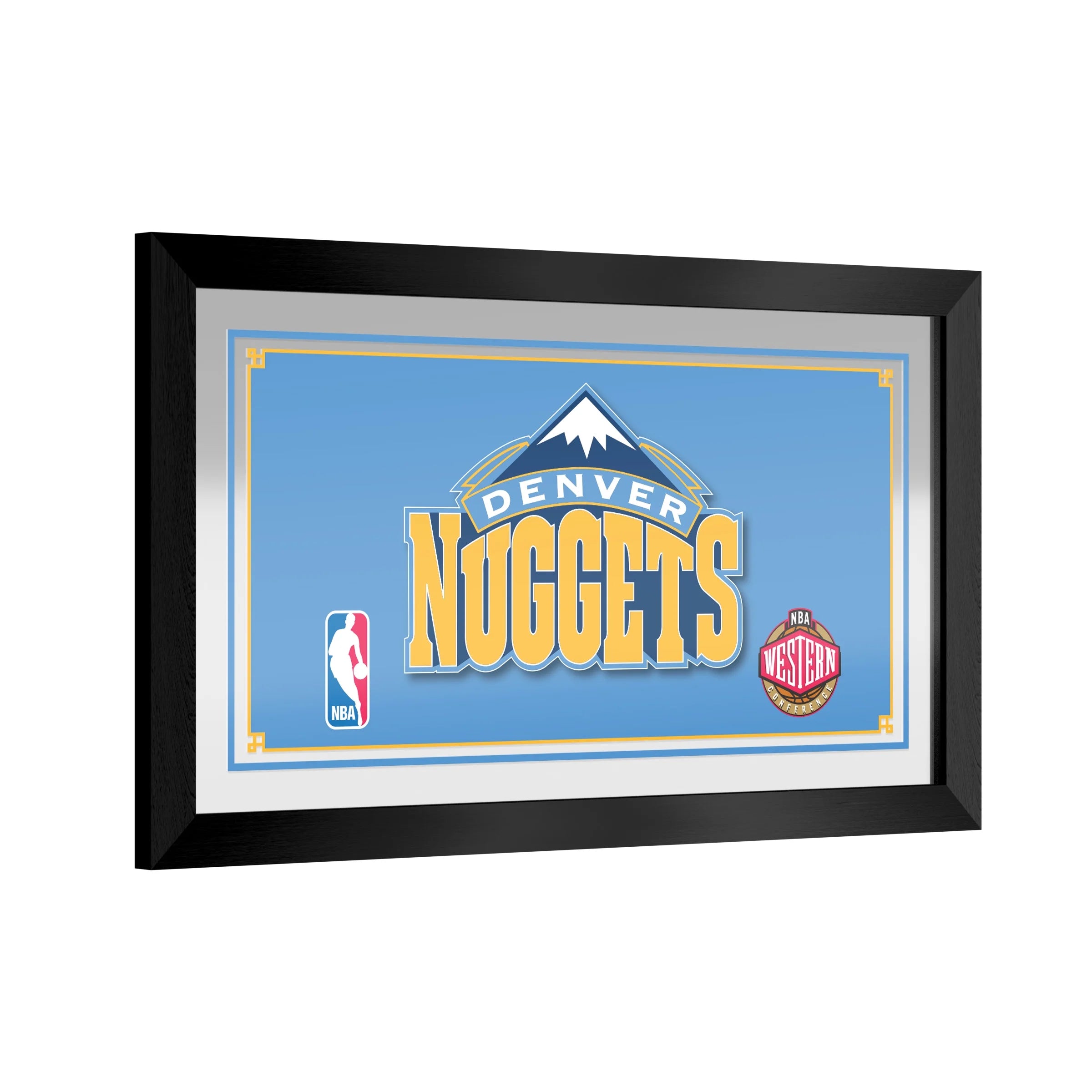 Denver Nuggets Logo Ready-To-Hang Black Framed Wall Mirror