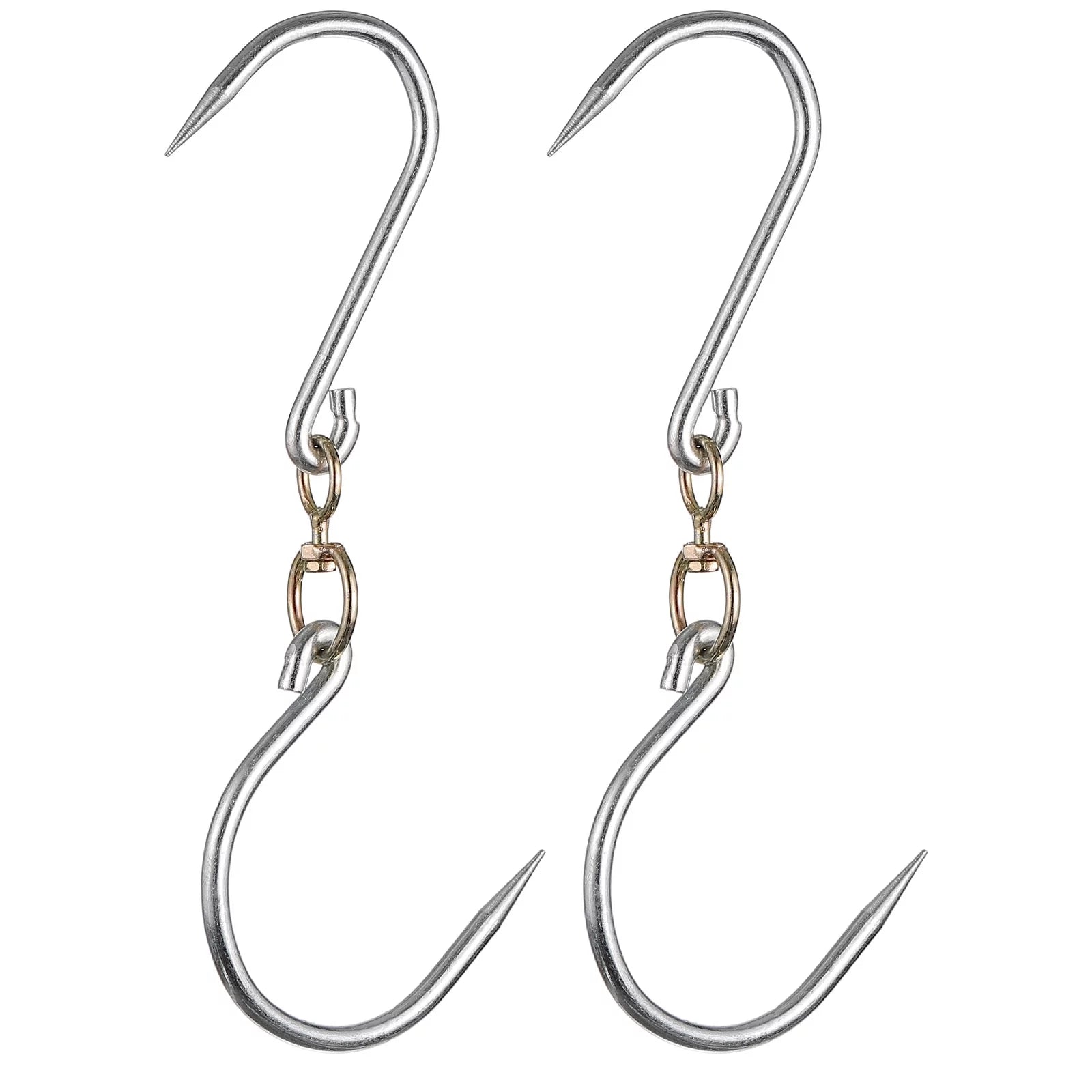 Uxcell 12'' Swivel Meat Hooks, 0.34'' Thickness Galvanized Processing Butcher Hooks, 2Pack