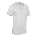Heater 2-Button Piped Baseball Jersey, Youth Small, White with Grey Pipe