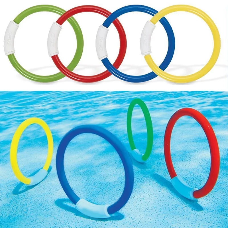 4pcs Diving Rings Underwater Swimming Rings Sinking Pool Toy Rings For Child AL