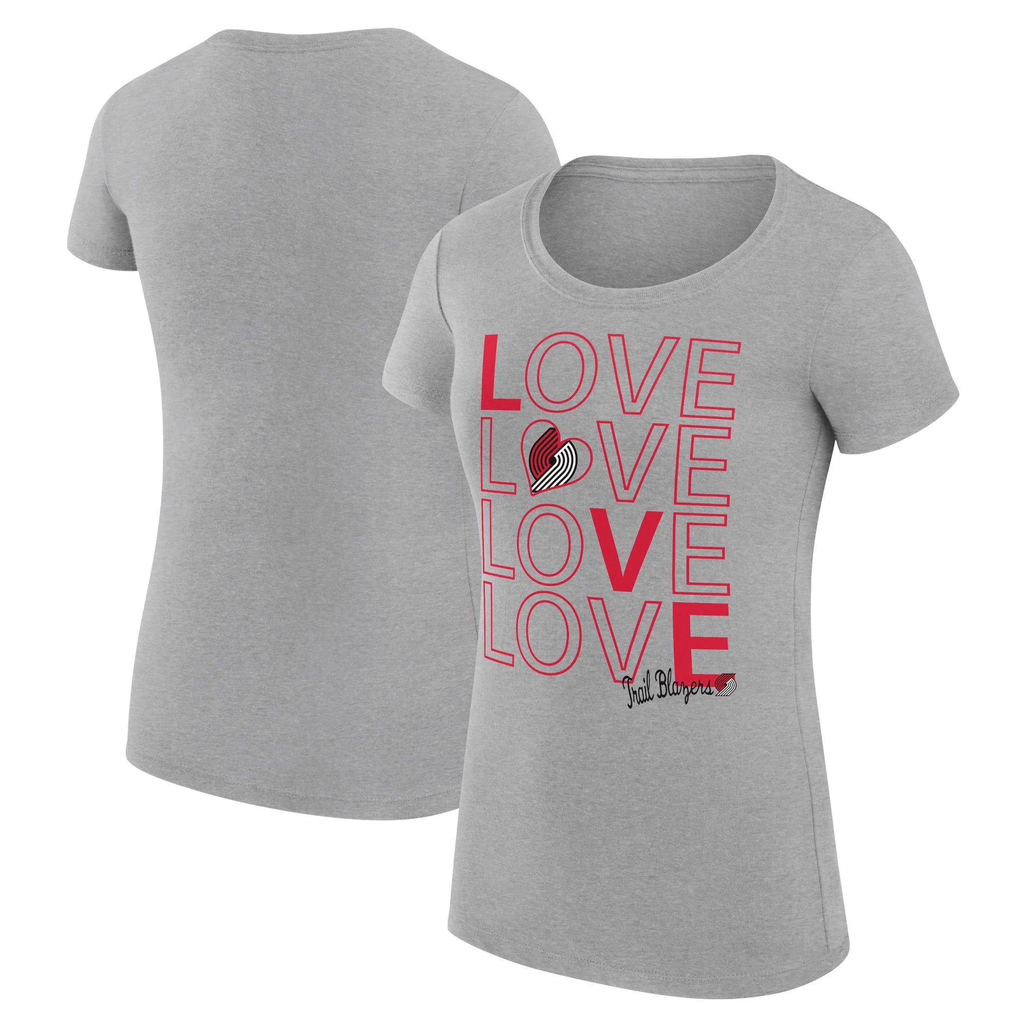 Women's G-III 4Her by Carl Banks Heather Gray Portland Trail Blazers Basketball Love Fitted T-Shirt