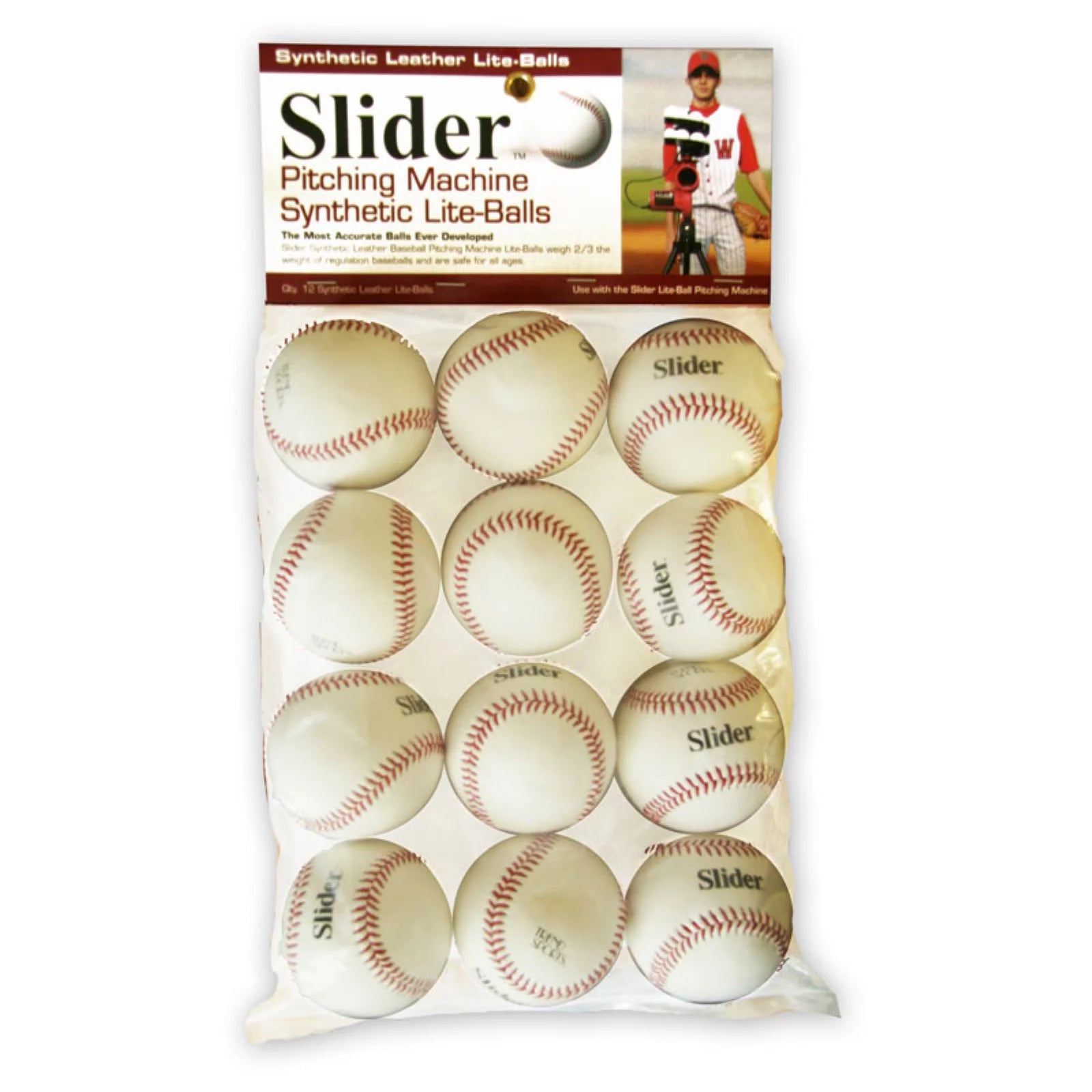 Heater Sports Slider Leather Lite Pitching Machine Balls - 12 Pack