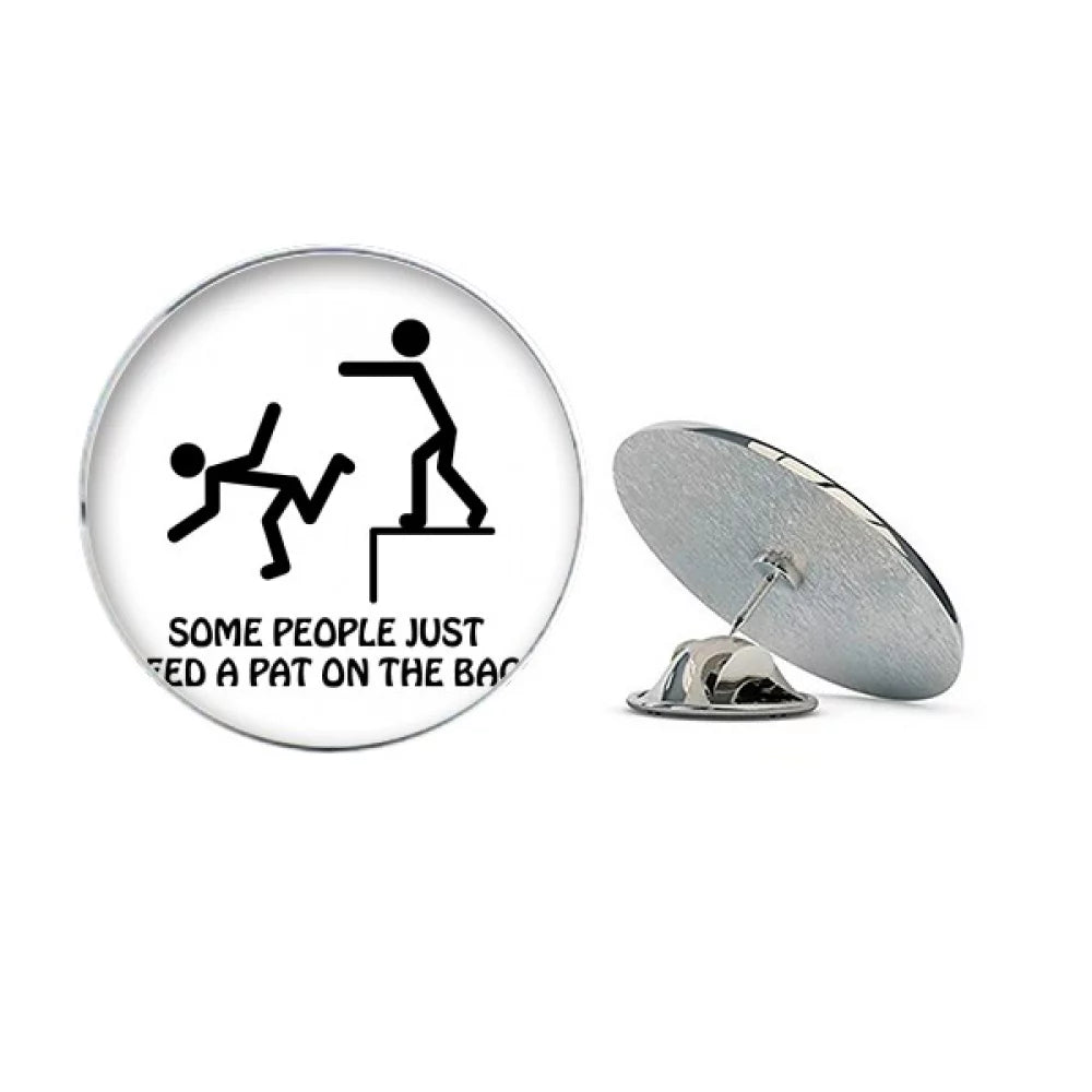 Tap Guide Back Art Deco Fashion Round Metal Tack Hat Pin Brooch
