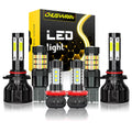 9012/HIR2 LED Headlight+7443 Daytime Running Light Bulb+H11/H8 Fog Lights Bright White£¬Pack of 6