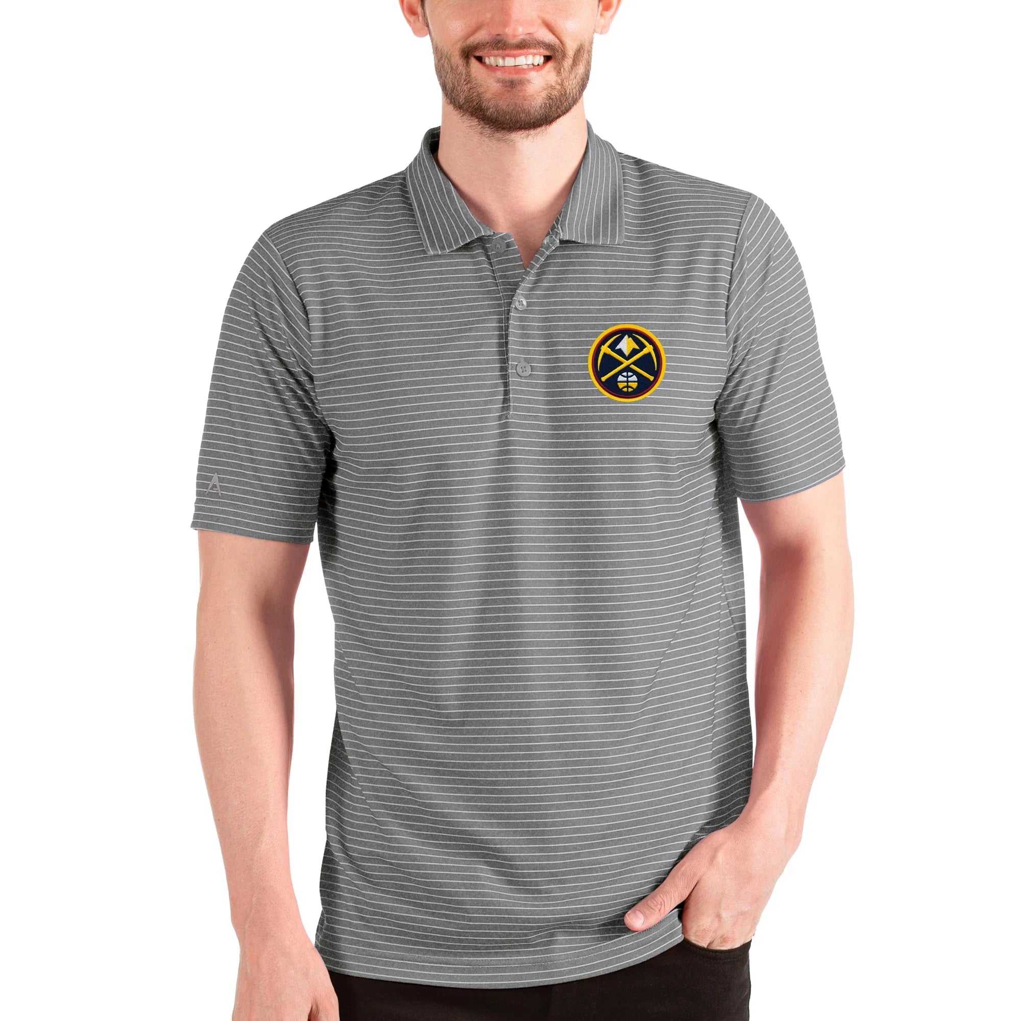 Men's Antigua Steel/White Denver Nuggets Esteem Polo