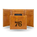 Rico Philadelphia NBA 76'ers Laser Engraved Brown Trifold Wallet, Sixers
