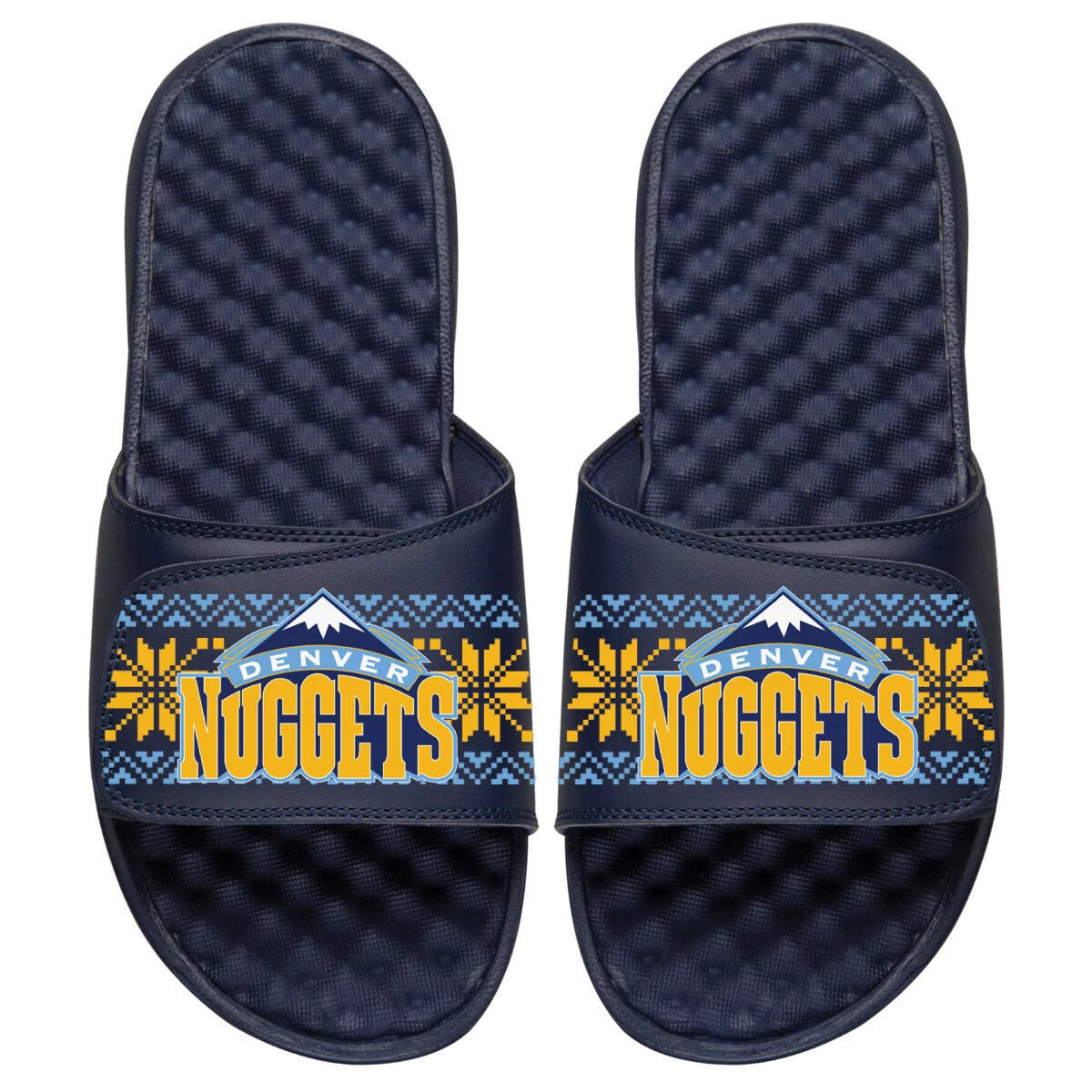Men's ISlide Navy Denver Nuggets Ugly Sweater Slide Sandals
