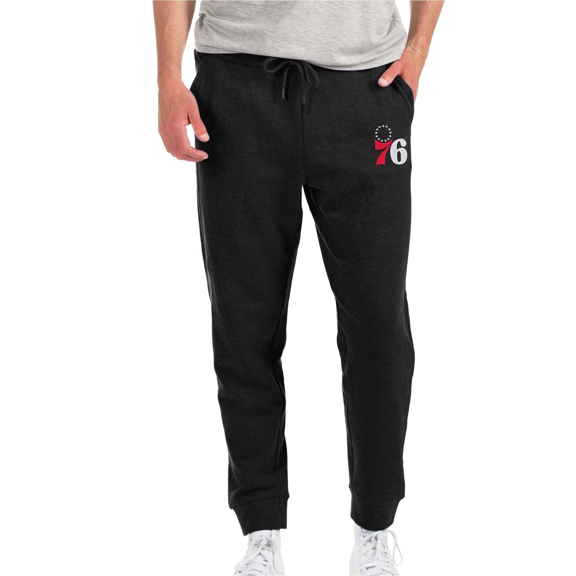 Men's Antigua Heathered Black Philadelphia 76ers Action Jogger Pants