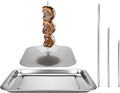 Stainless Steel Vertical Skewer for Barbecue Grill, For Tacos Al Pastor, Shawarma, Brazilian Churrasco, Removable Grilling Rack Meat Spit (With Bakeware)