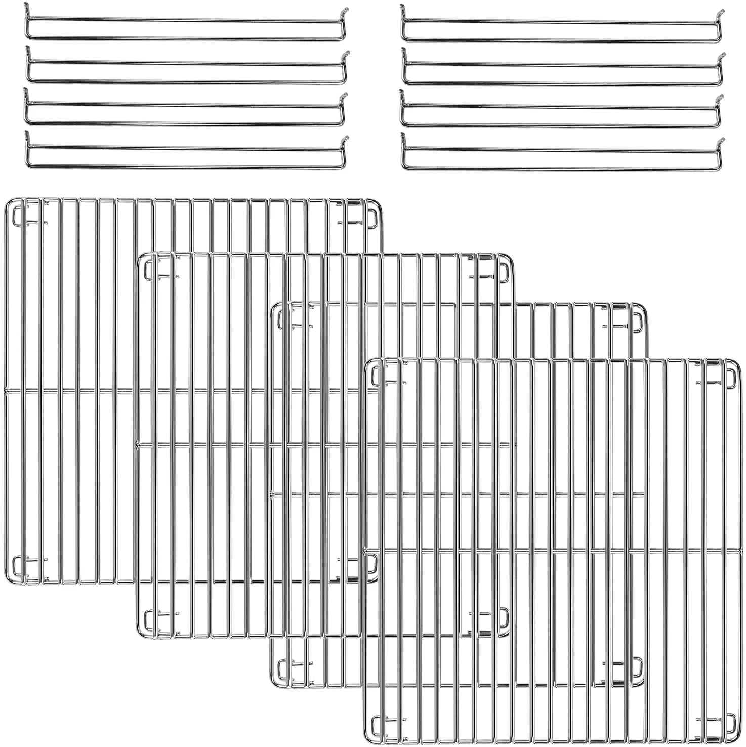 Grisun Cooking Grate for Masterbuilt Electric Smoker 30 inch, 13.3 x 13.6 Stainless Steel Grids for Masterbuilt 20050412, 20051311, MB20052318 Replacement Parts with Cooking Grate Support, 4 Pcs