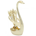 VIFERR Cutlery Spoon Fashion Elegant Coffee Dessert Spoon Cutlery Set with Swan Holder Household Tableware(Gold)