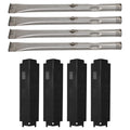 4-Pack BBQ Gas Grill Tube Burner & Heat Shield Plate Tent Replacement Parts for Charbroil 463436813 - Compatible Barbeque Stainless Steel Pipe Burners & Flame Tamer, Guard, Deflector, Flavorizer Bar