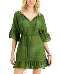 Miken OLIVE Juniors' Belted Ruffle Cover-up Dress, US X-Large