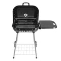 SYTHERS 28 Portable Charcoal Grill with Wheels, Outdoor Cooking Barbecue Camping BBQ Smoker with Adjustable Vents on Lid & Foldable Side Shelf, for Patio Backyard Picnic