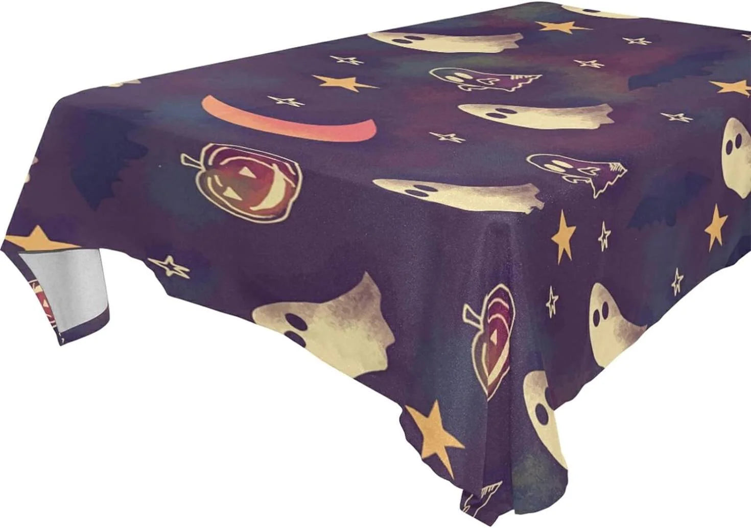 60x90 Halloween Ghost Tablecloth, Waterproof Washable Polyester Square Table Cover Durable Tablecloth for Kitchen Dining Table Party Decor