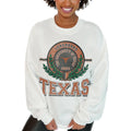 Women's Gameday Couture  White Texas Longhorns Hot Shot Fleece Pullover Sweatshirt