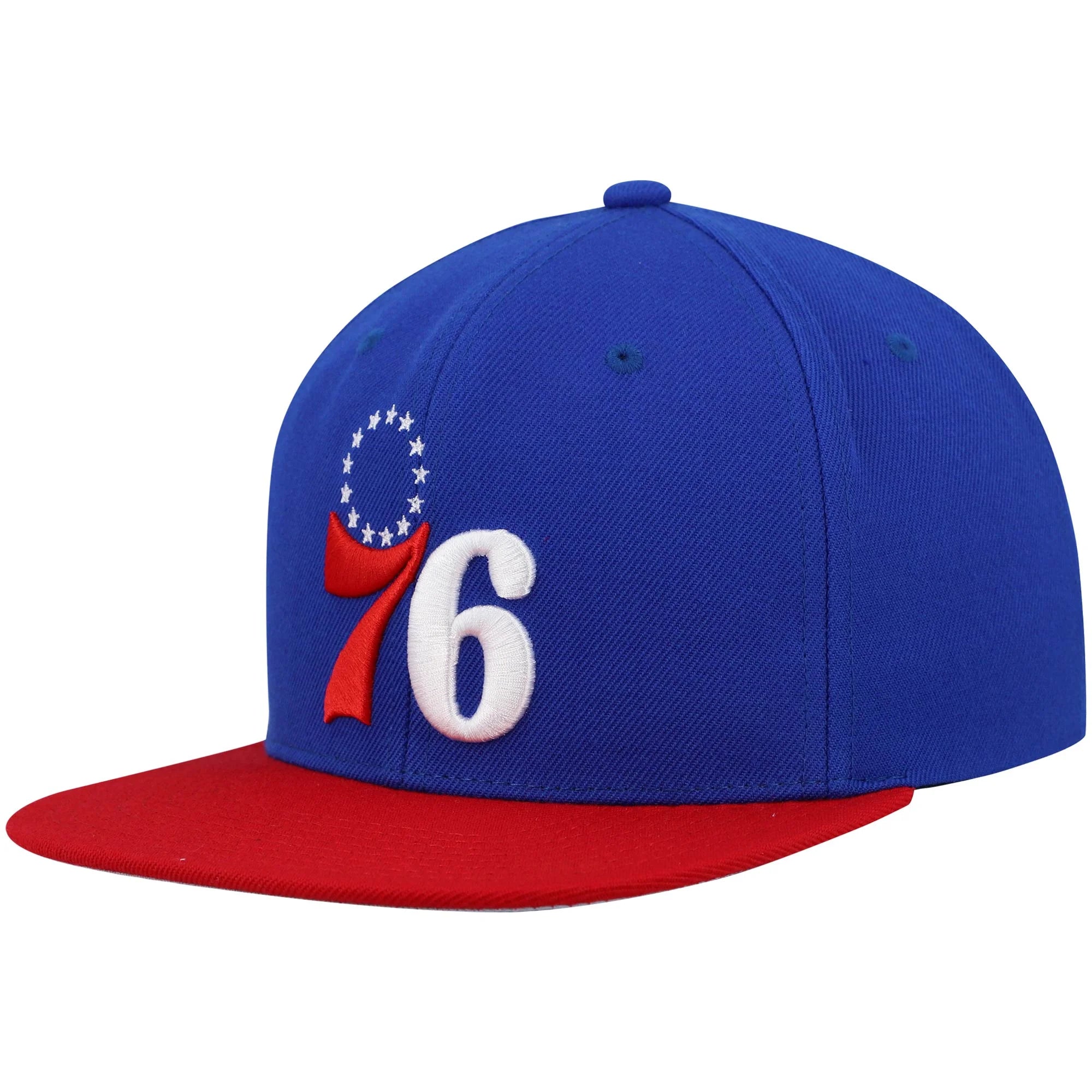Men's Mitchell & Ness Royal/Red Philadelphia 76ers Team Two-Tone 2.0 Snapback Hat - OSFA