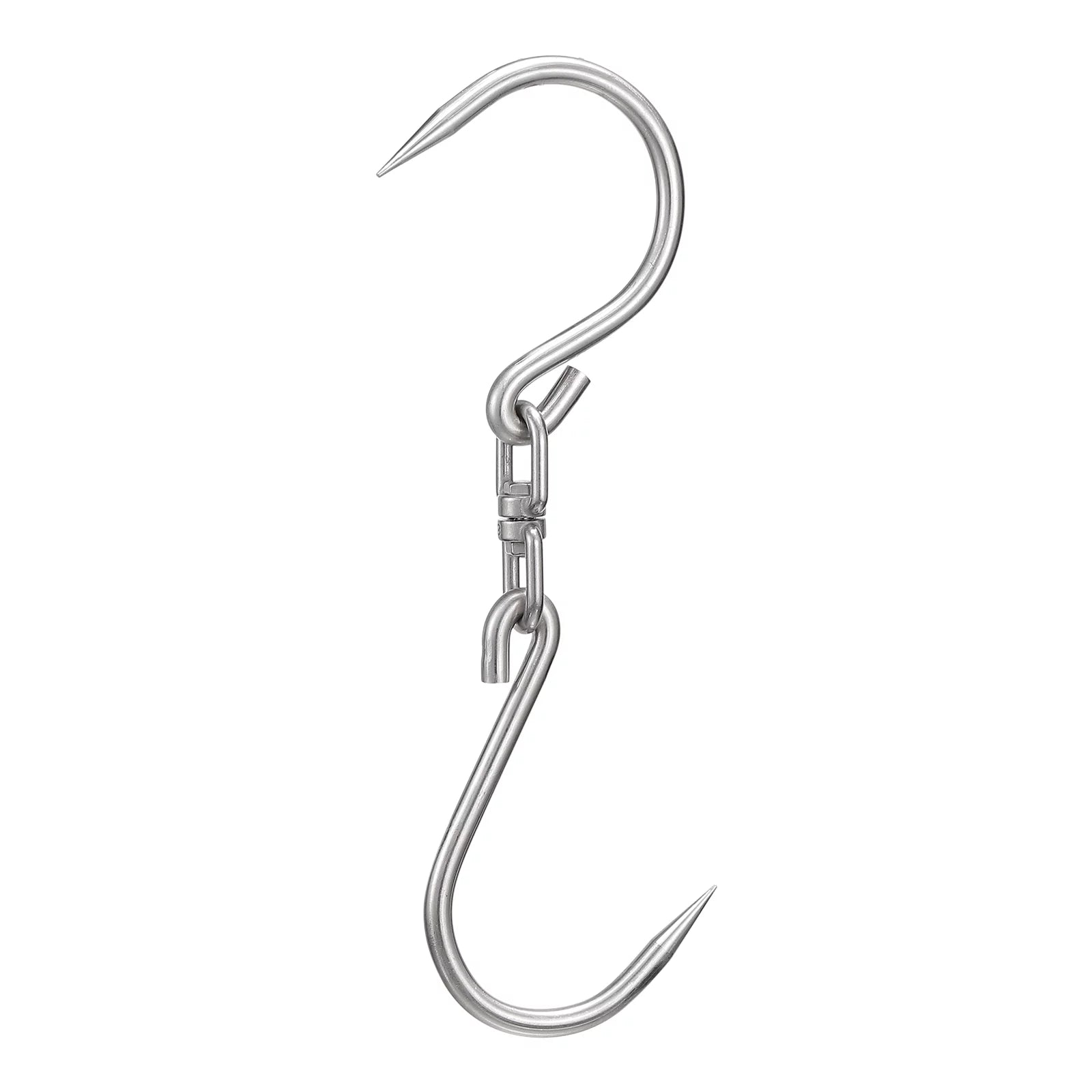 Uxcell 14.5'' Double Meat Hooks, 0.47'' Thickness Stainless Steel Swivel Meat Hook