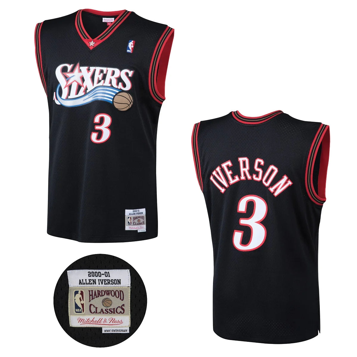 Philadelphia 76ers Allen Iverson Black Mitchell & Ness Swingman Jersey (M)