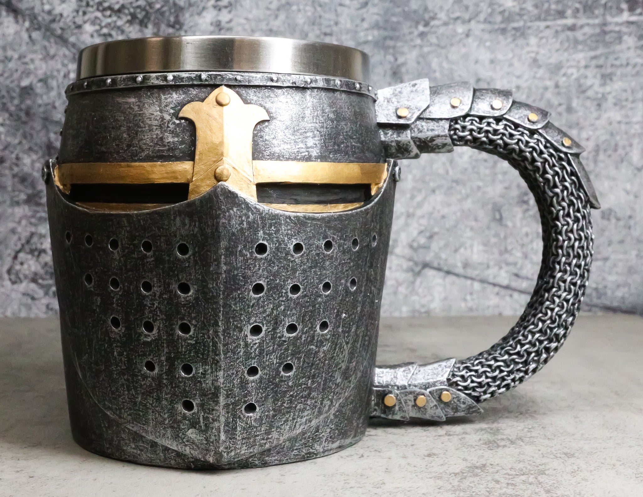 Ebros Medieval Knight Of The Cross Suit of Armor Helm Drinkware Mug Cup 6.5L