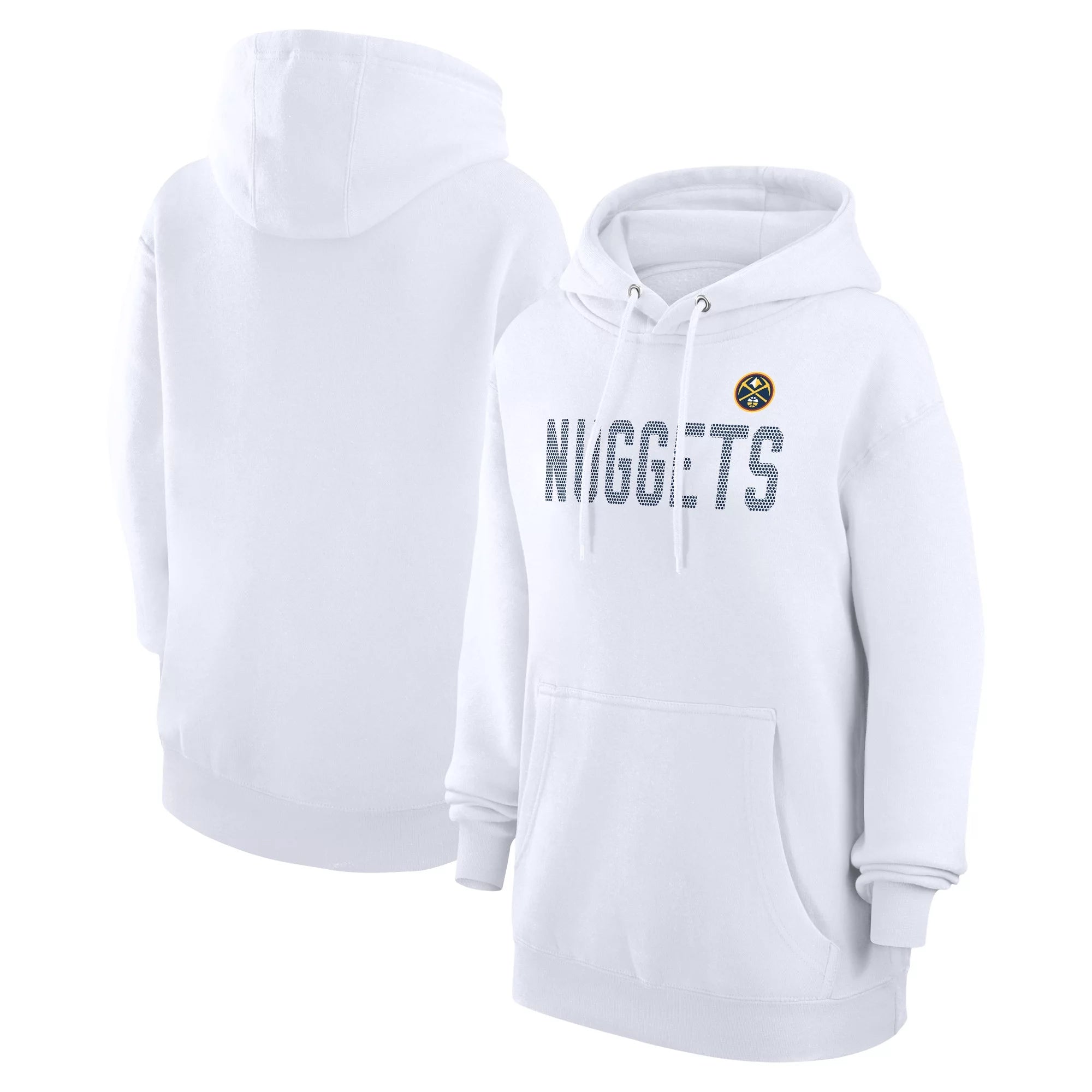 Women's G-III 4Her by Carl Banks  White Denver Nuggets Dot Print Pullover Hoodie