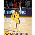 LeBron James Los Angeles Lakers Unsigned Shooting from the Lakers Logo Photograph