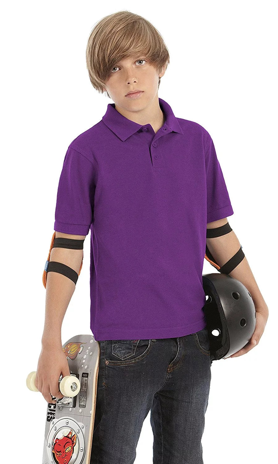 Ma Croix Youths Polo Shirt Uniform Plain Kids Button Short Sleeve