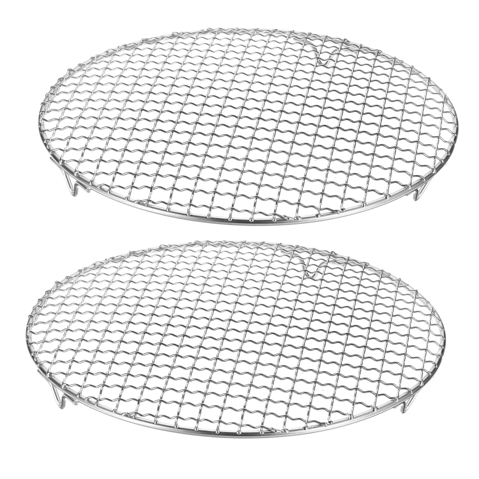 Uxcell 2pcs Round Cooking Rack, 11-inch 201 Stainless Steel Cross Wire Barbecue Grill Net Racks with 20mm Legs