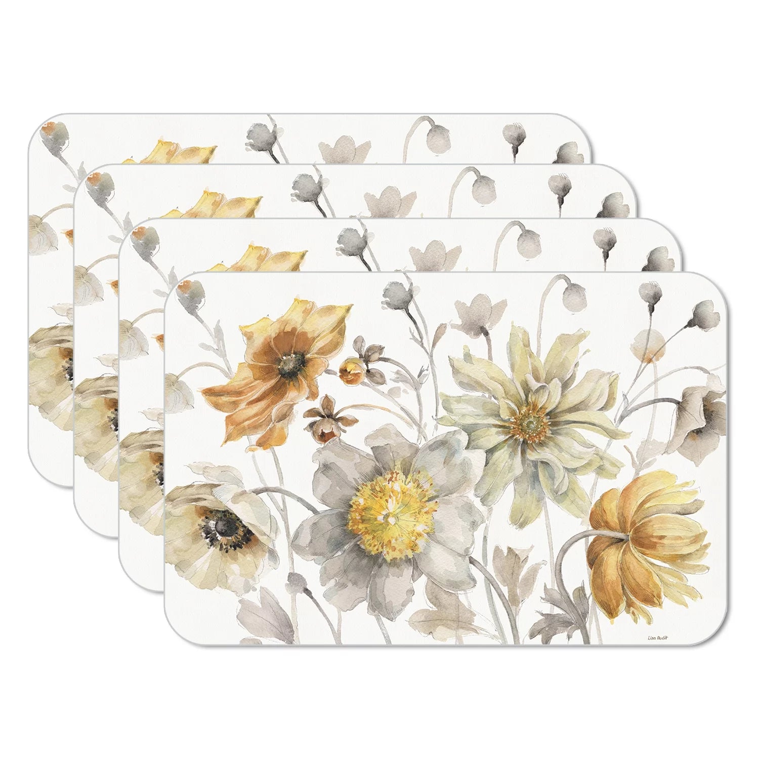 CounterArt Fields Of Gold 4-Pack Reversible Flexible Plastic Tabletop Placemats
