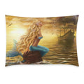 YKCG Beautiful Princess Sea Mermaid with Ghost Ship at Sunset Pillowcase for Couch Bed 20 x 30 Inches - Fairy Ocean Shimmer Mermaid Soft Pillow Cover Case Shams Decorative