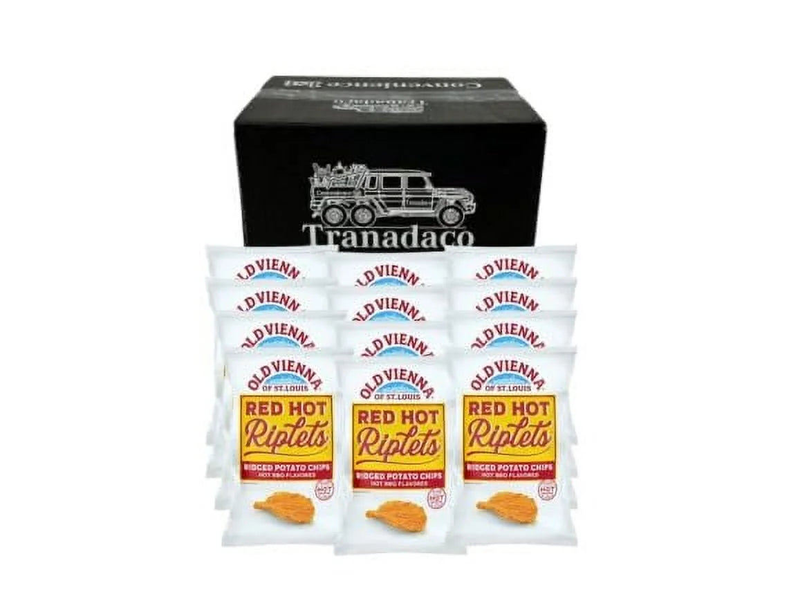 Old Vienna of St. Louis Red Hot Riplets Hot BBQ Chips 1oz Bags (12 Pack) by TranadaCo