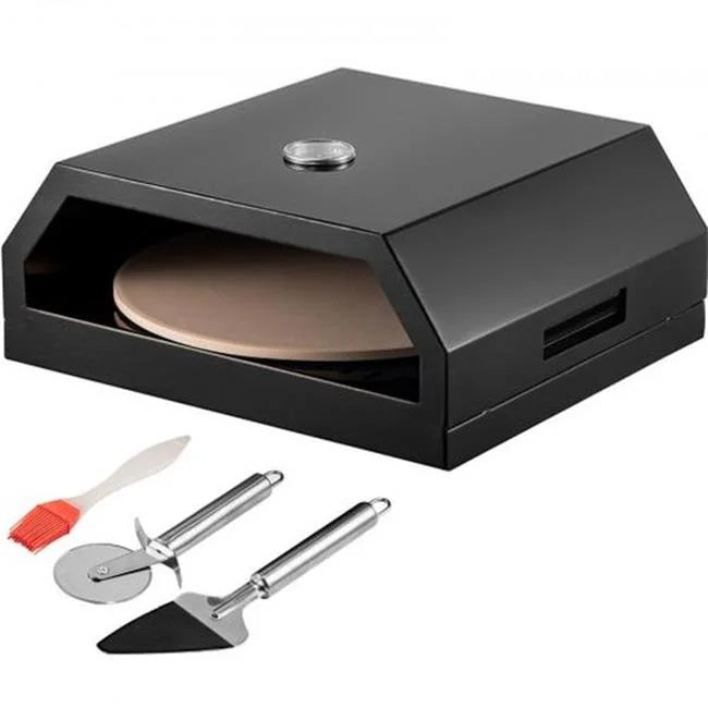 Vevor  Stainless Steel Portable Pizza Oven Kit with Professional Pizza Baking Tool for Gas, Black