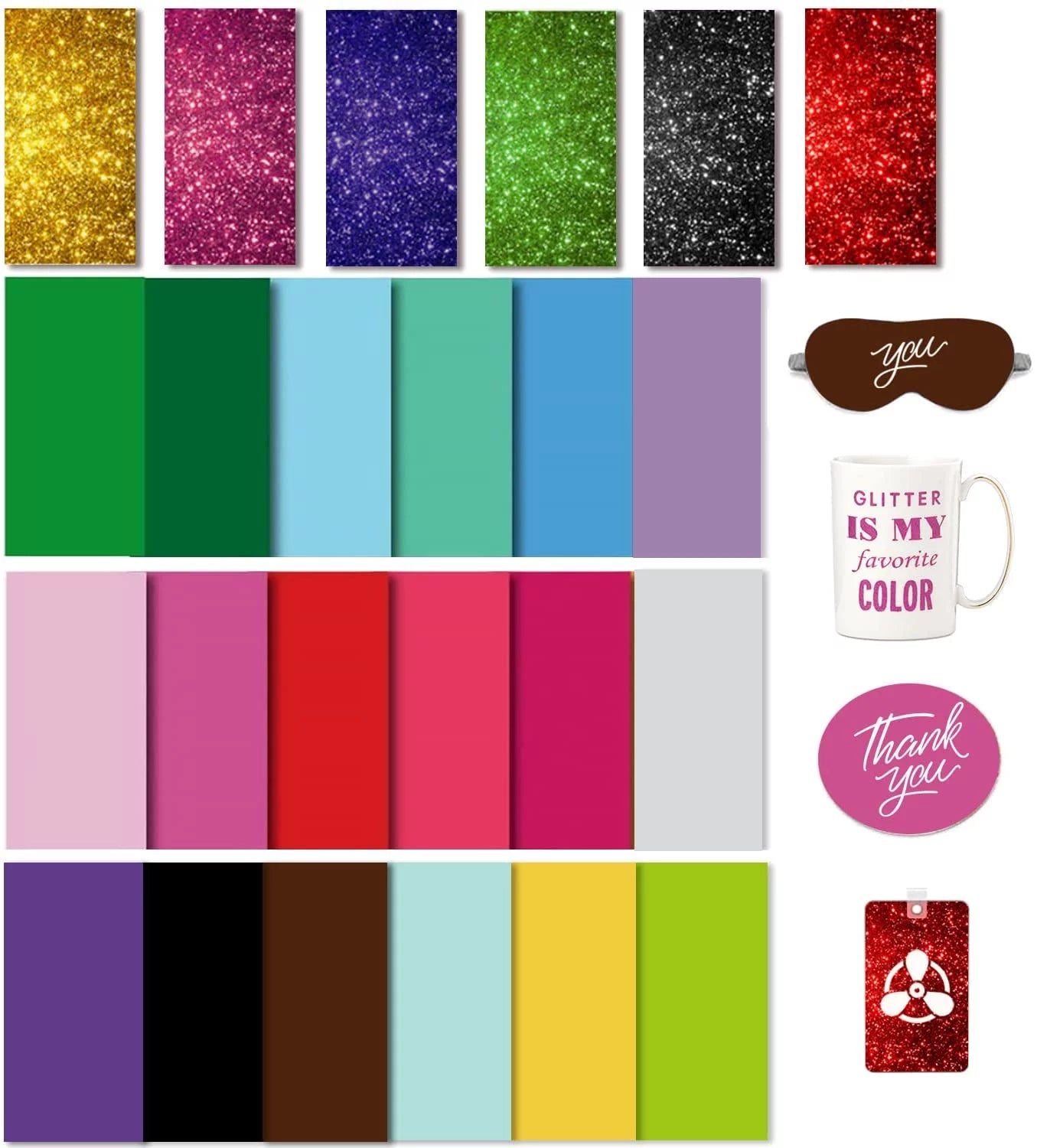 Infusible Transfer Ink Sheets for Heat Press Machine, Solid Color Transfer Paper Sublimation for Cricut Mug Press, 4.5x12 Glitter Pre-Inked Sublimation Paper for T-Shirts Cup Coasters Mug£¨24pcs£©