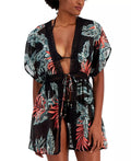 Miken BLACK/WILD WATERMELON Juniors' Crochet-Trim Kimono Cover-up, US Large