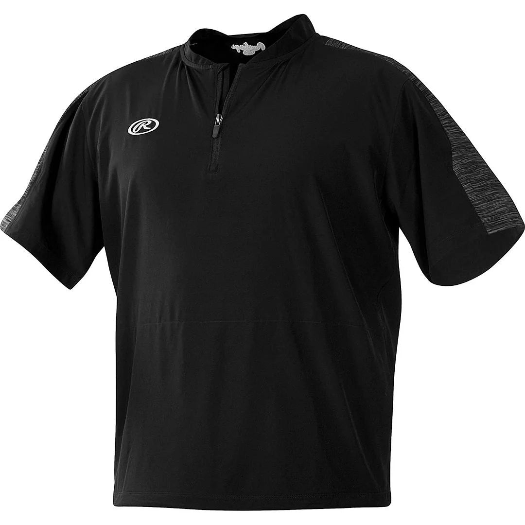 Rawlings Launch Short Sleeve Youth Boy's Cage Batting Practice Jacket, Black, Medium