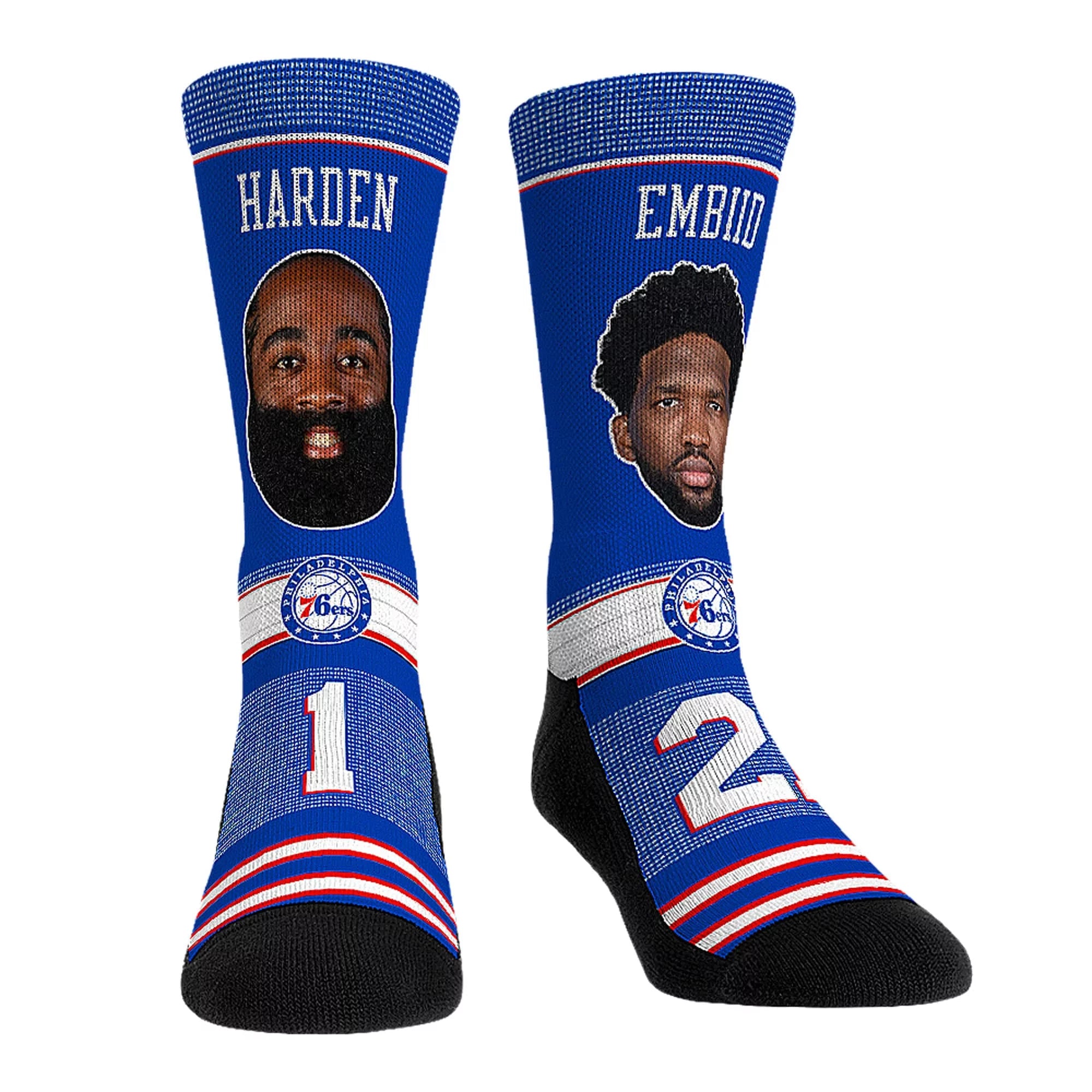 Youth Rock Em Socks James Harden & Joel Embiid Philadelphia 76ers Teammates Player Crew Socks