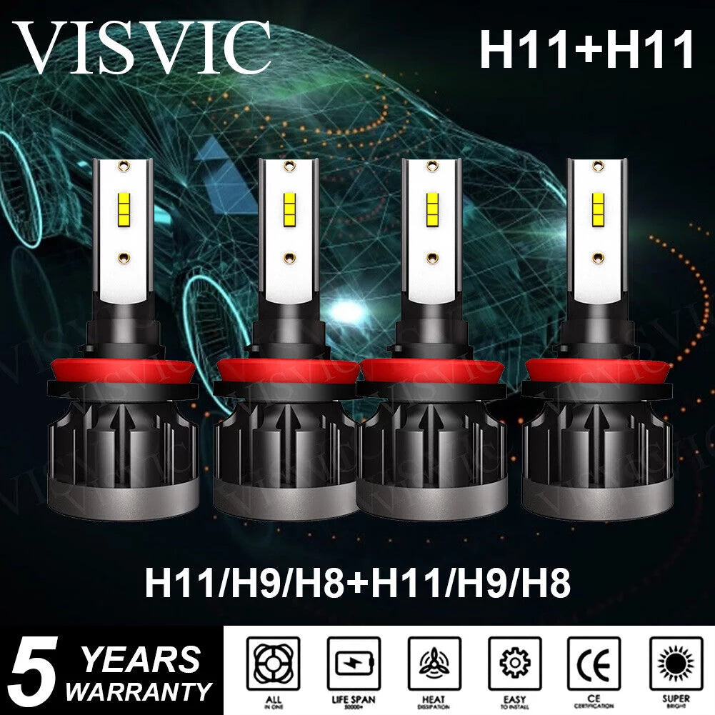 4PC H9 H11 LED Headlight Bulb High Low Beam S2 For 2005 2006 2007 Buick LaCrosse