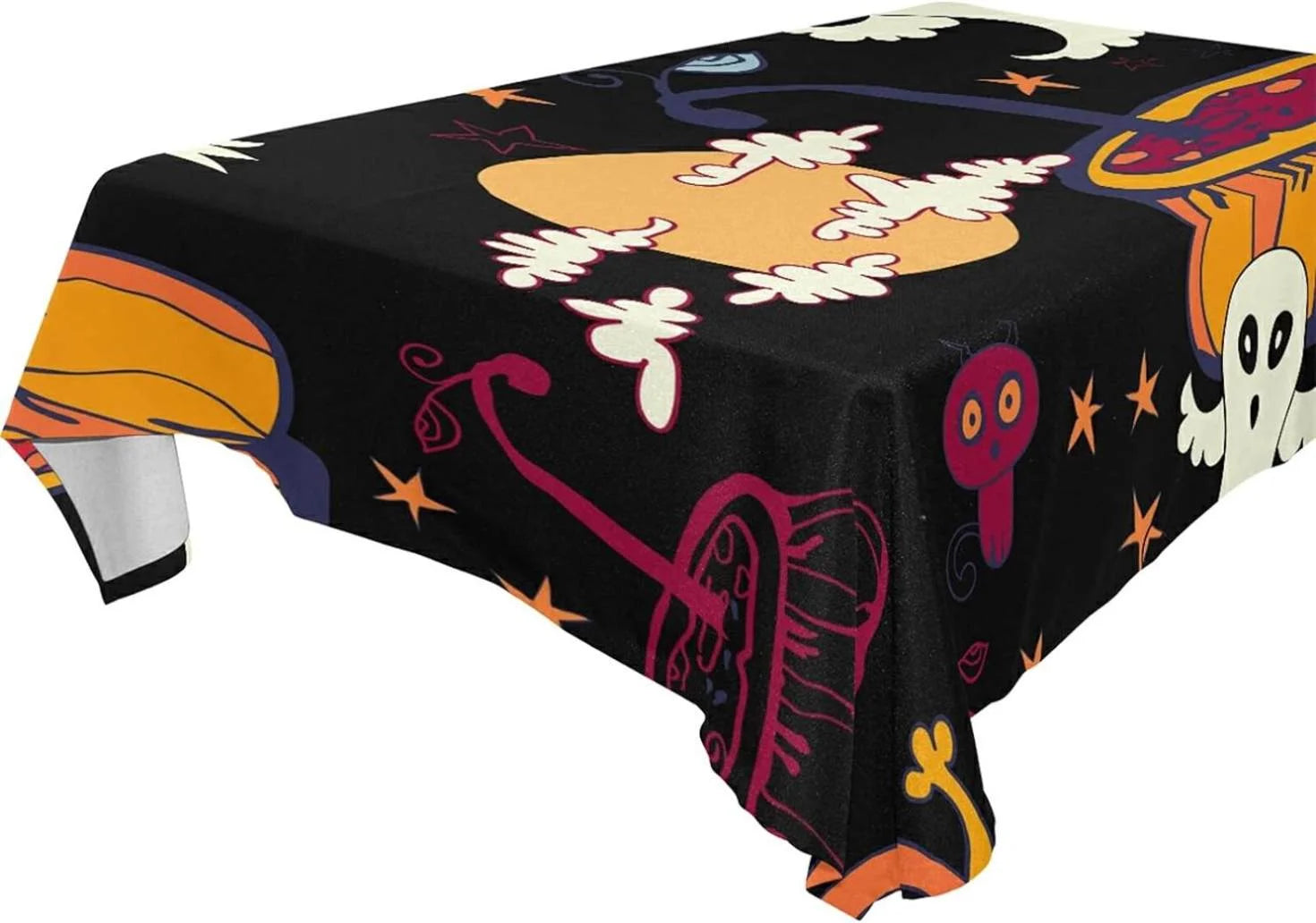 60x90 Halloween Ghost Tablecloth, Waterproof Washable Polyester Square Table Cover Durable Tablecloth for Kitchen Dining Table Party Decor